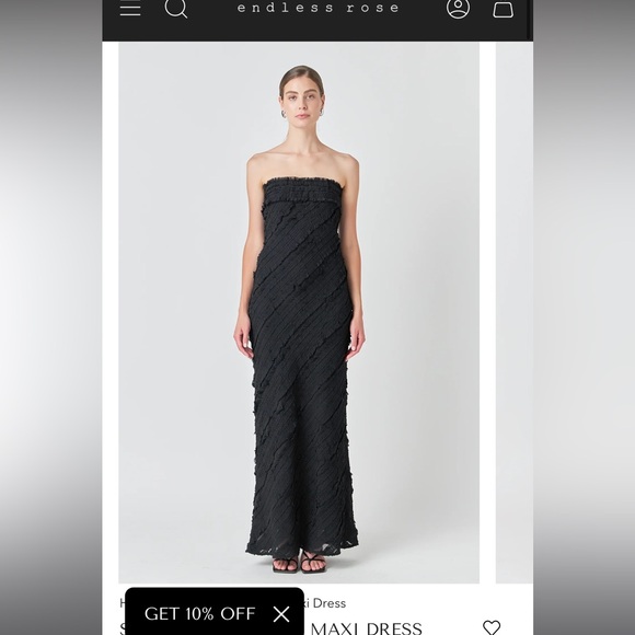 NWT endless rose STRAPLESS RUFFLED MAXI DRESS - Picture 5 of 6